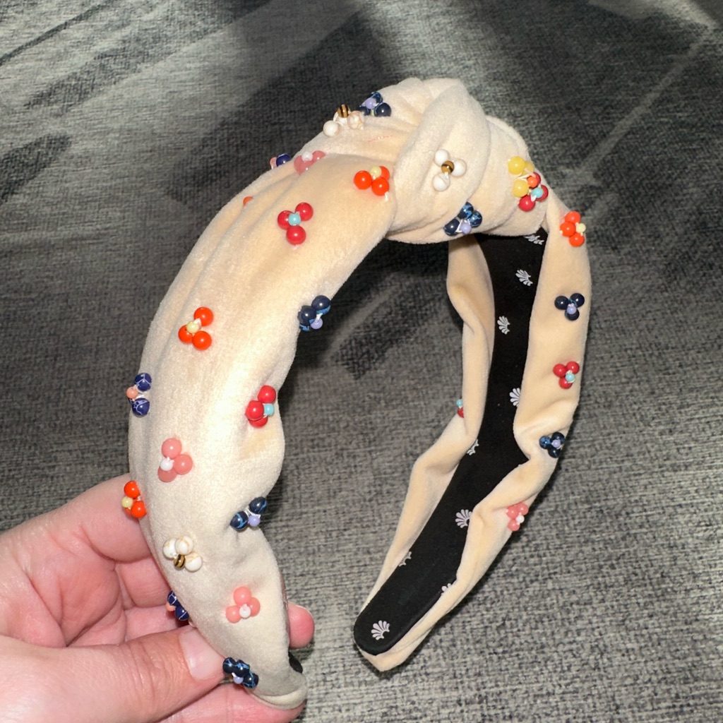 Lele Sadoughi Cactus Flower Knotted Velvet Headband